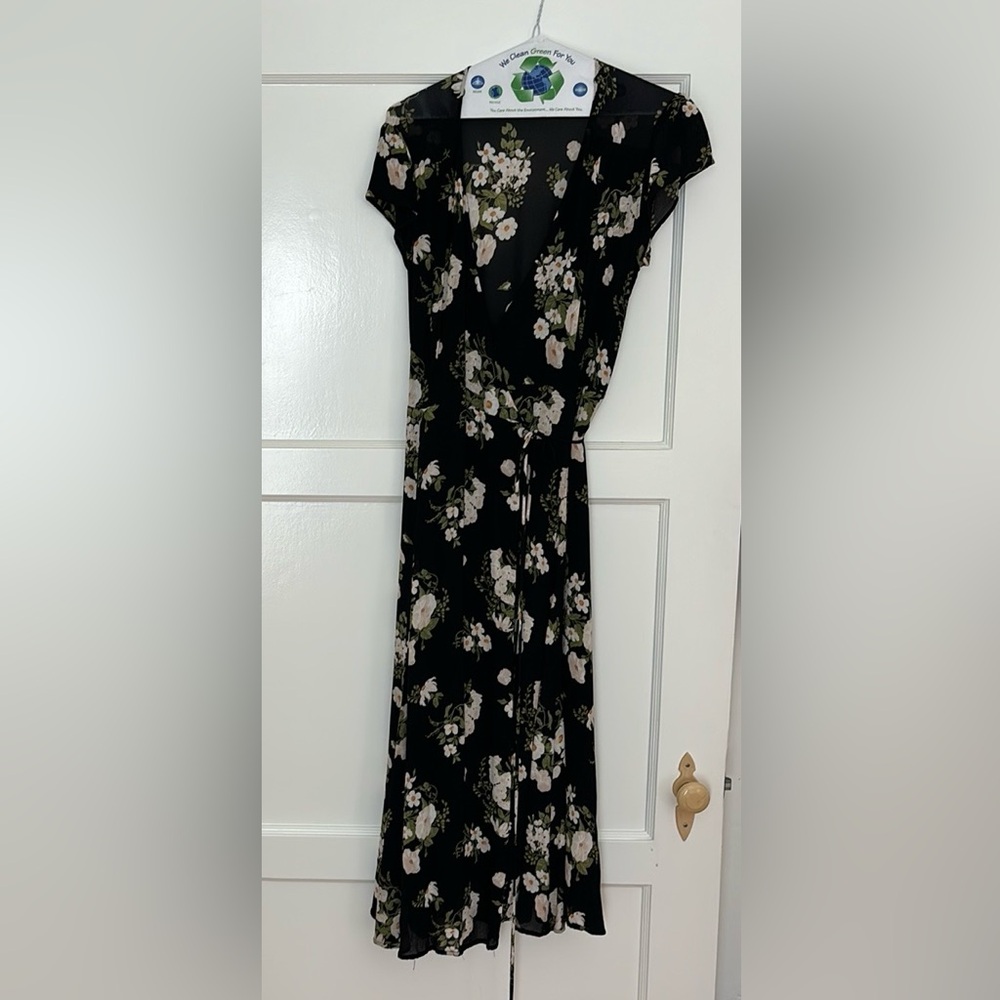 Black Reformation Wrap Midi Dress. Gently Used.